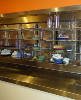 Racks of dirty dishes