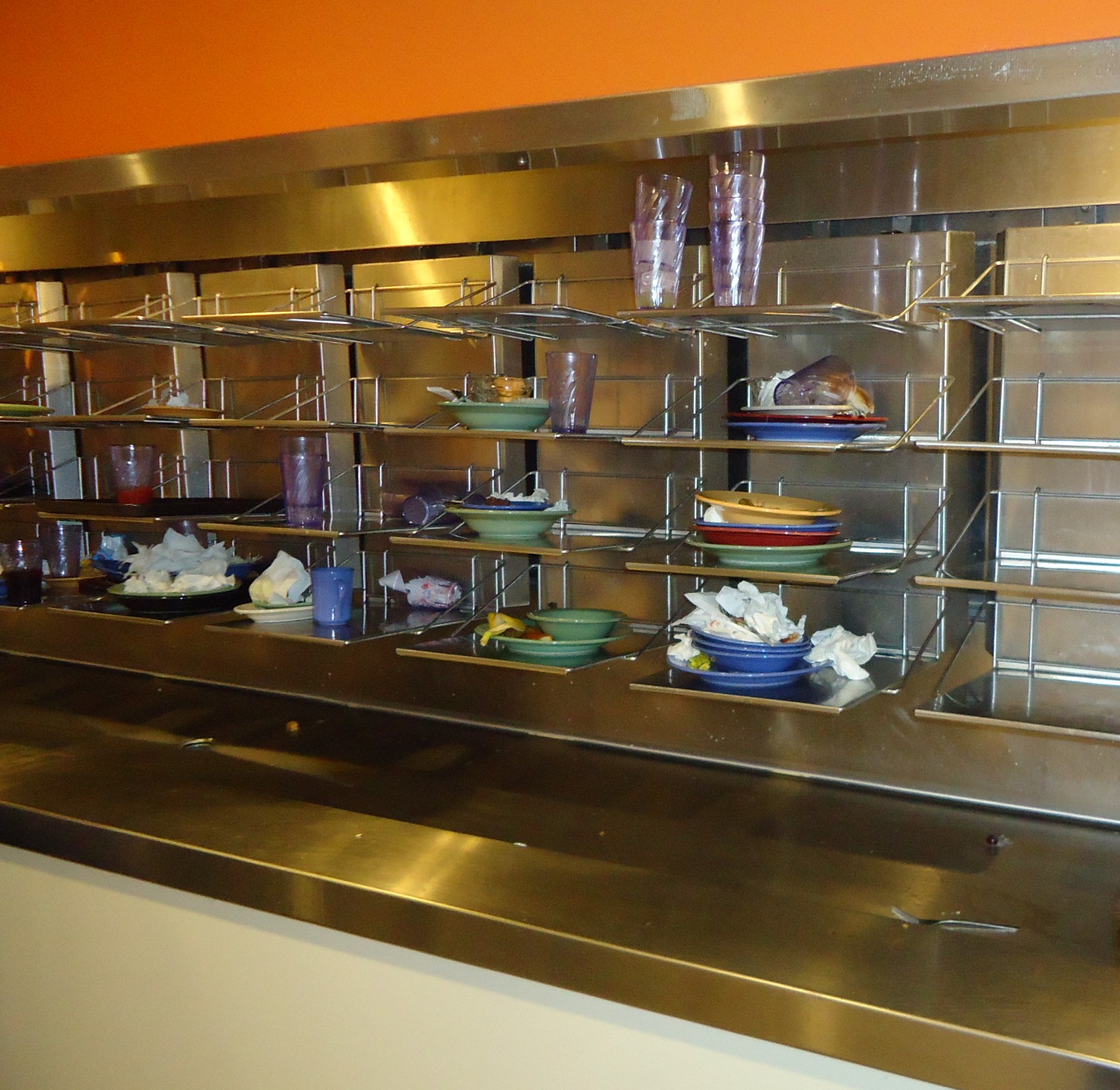 Racks of dirty dishes