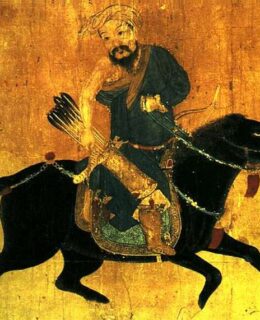 an image of Ghengis Khan riding a horse