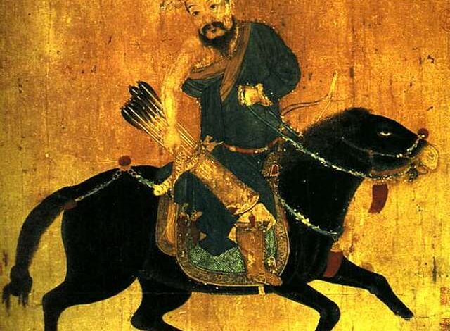 an image of Ghengis Khan riding a horse