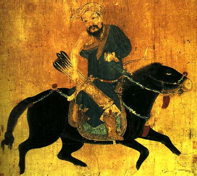 an image of Ghengis Khan riding a horse